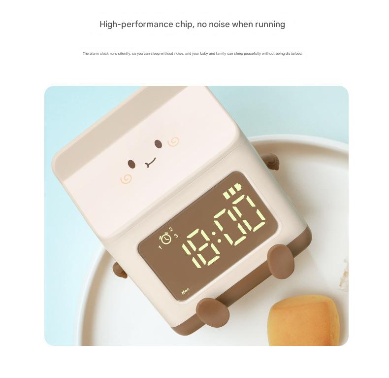 Cute Milk Carton Digital Alarm Clock with Countdown Timer & Snooze - USB-C Rechargeable Green