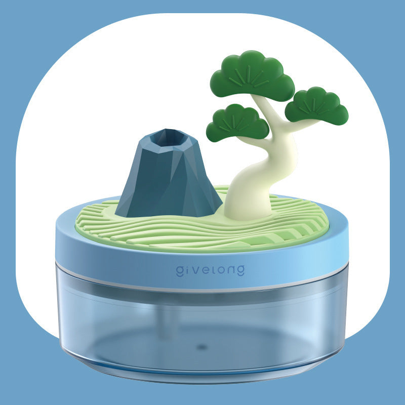 Landscape USB Humidifier with 7-Option Night Light - 320ml, Quiet Operation & Auto Shut-Off Pine Tree
