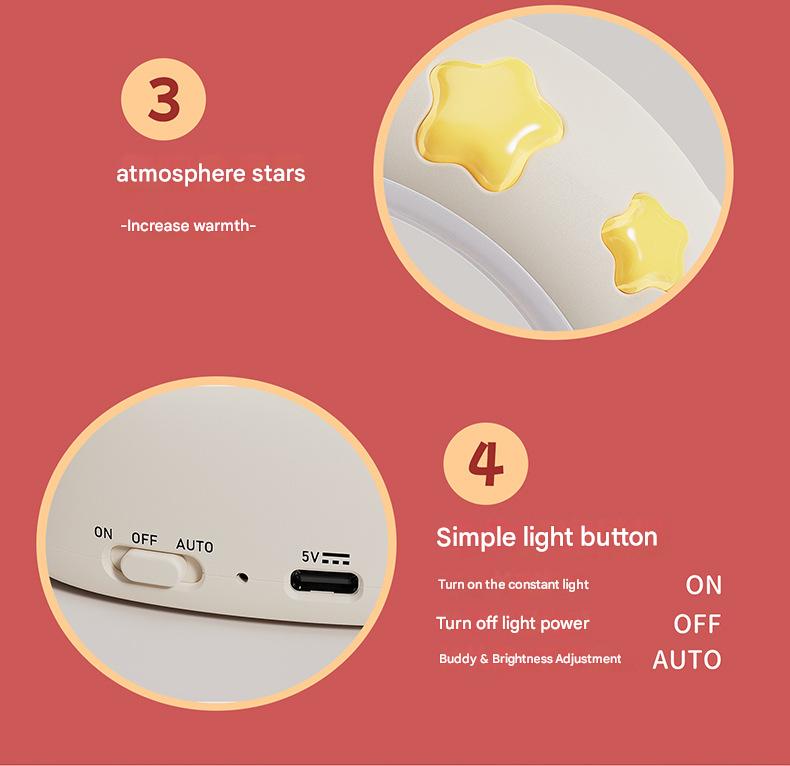 Adorable LED Night Light with Tap Control - 3 Brightness Levels & USB Charging Red little dragon