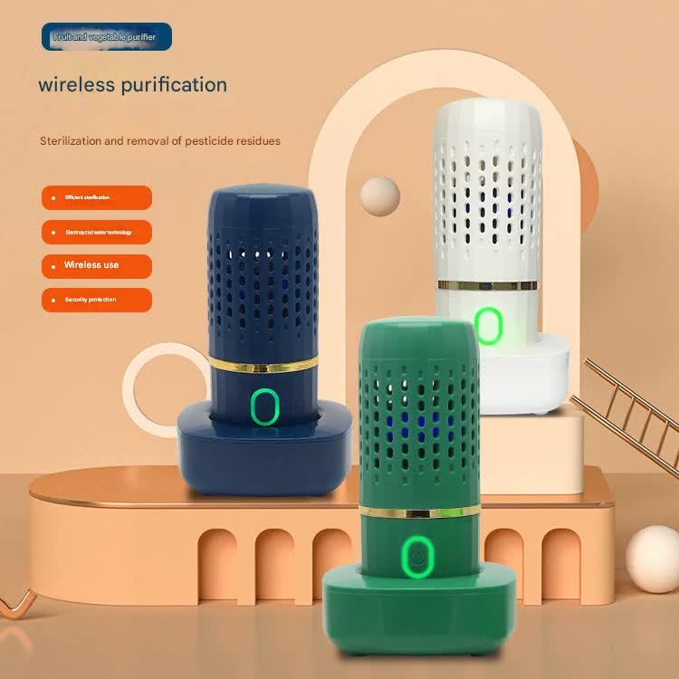 Wireless Fruit & Vegetable Purifier - Electrolytic Cleaning, Removes Residue, IPX7 Waterproof blue