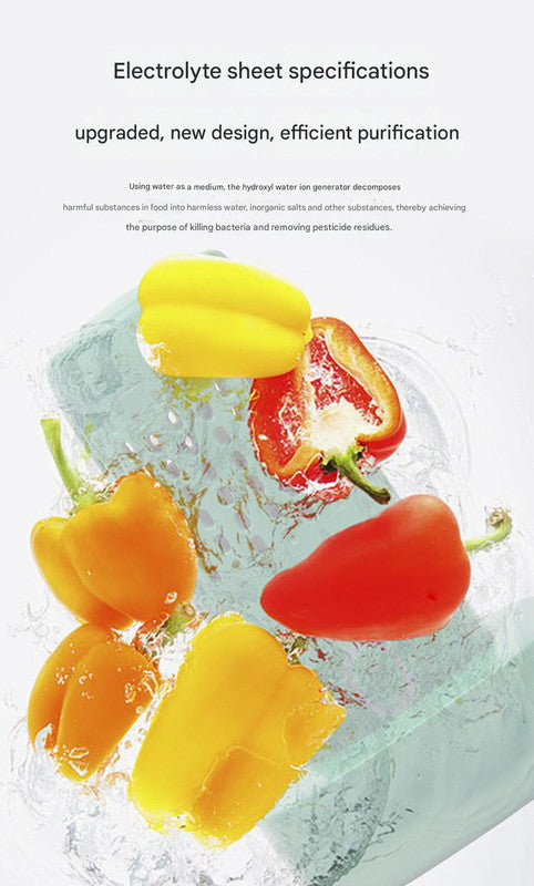 Wireless Fruit & Vegetable Purifier - Electrolytic Cleaning, Removes Residue, IPX7 Waterproof blue