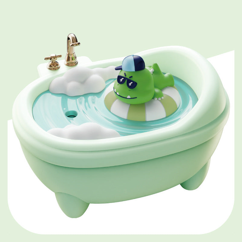 Adorable Bathtub Humidifier with Colorful Night Light - USB-C, 340ml, Auto Shut-Off Green Dragon