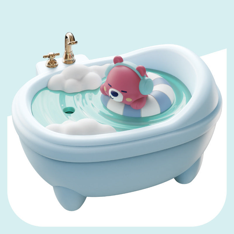 Adorable Bathtub Humidifier with Colorful Night Light - USB-C, 340ml, Auto Shut-Off Blue Bear