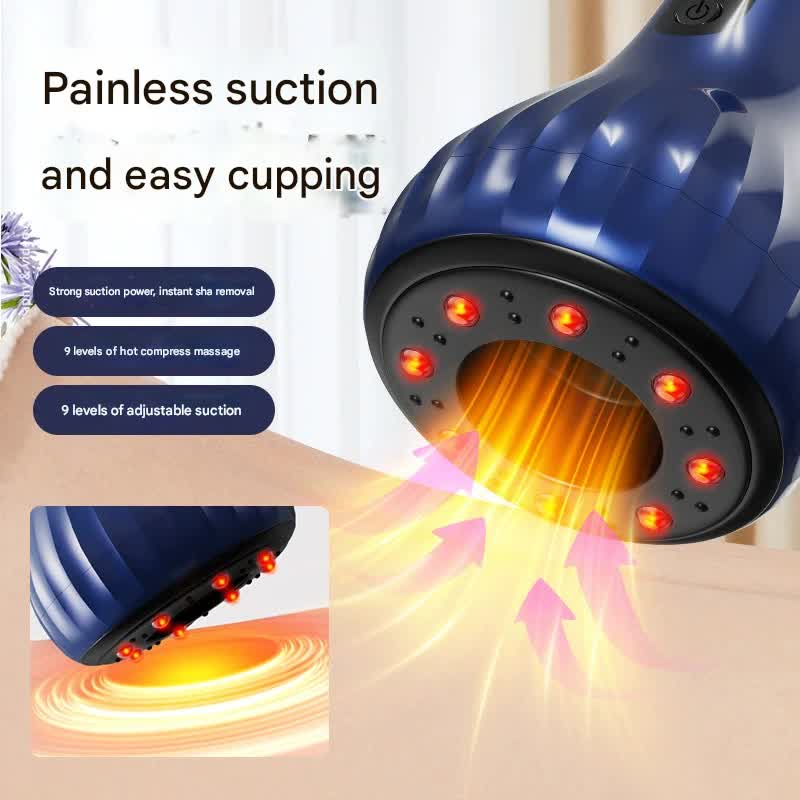 Electric Cupping & Gua Sha Massager - 9 Levels Heat & Suction, Red Light Therapy, USB-C Rechargeable Green