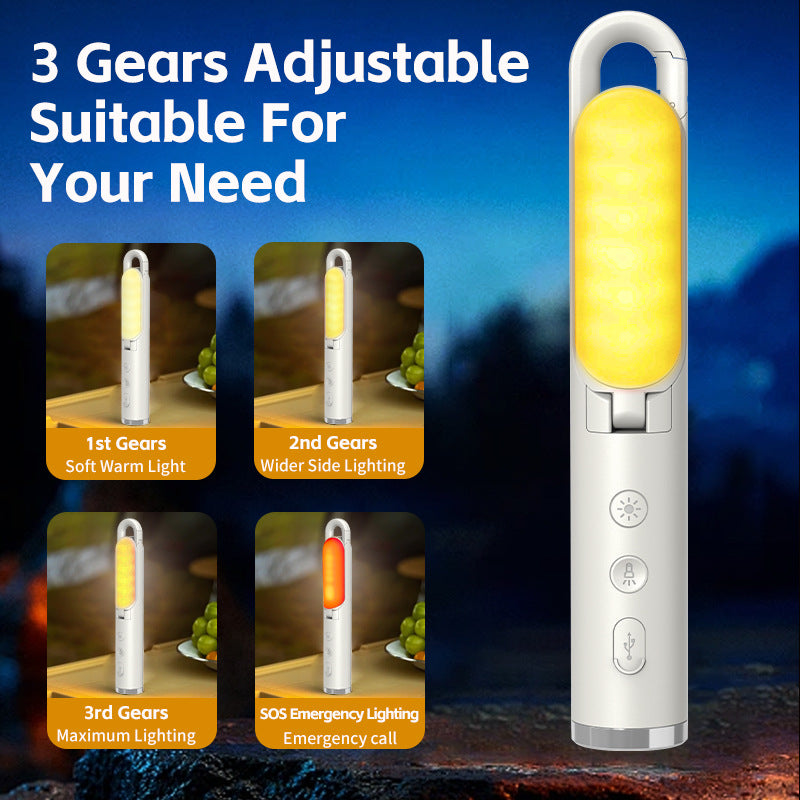 Multi-Function Folding LED Camping Lantern & Flashlight - USB Rechargeable, 3 Light Modes + SOS Black