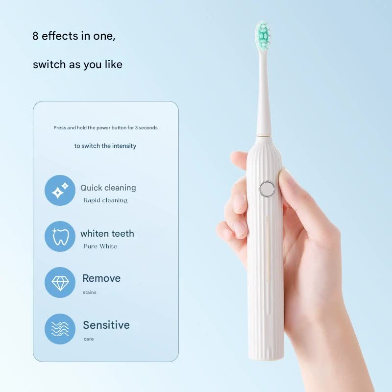 Advanced Sonic Electric Toothbrush - 8 Modes, Long Battery Life 300 Days Standby , Gentle & Effective Cleaning Milk tea white