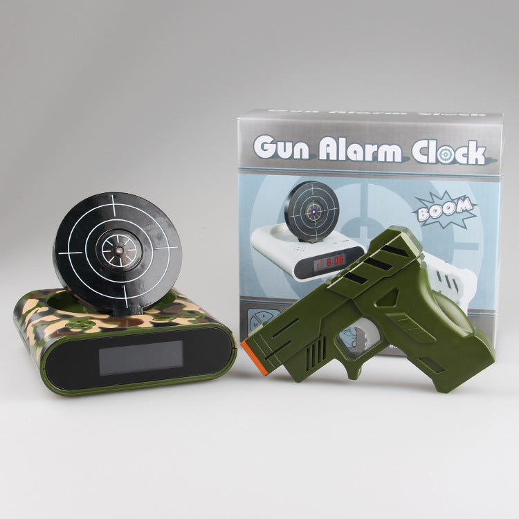 Gun Alarm Clock - Target Shooting Alarm with Infrared Gun, Recordable Alarm & Game Modes Camouflage