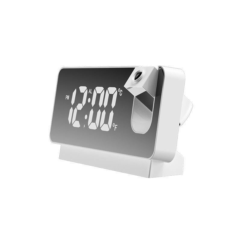 LED Digital Projection Alarm Clock - Temperature, Date, Snooze & 180 Adjustable Projector White shell white light