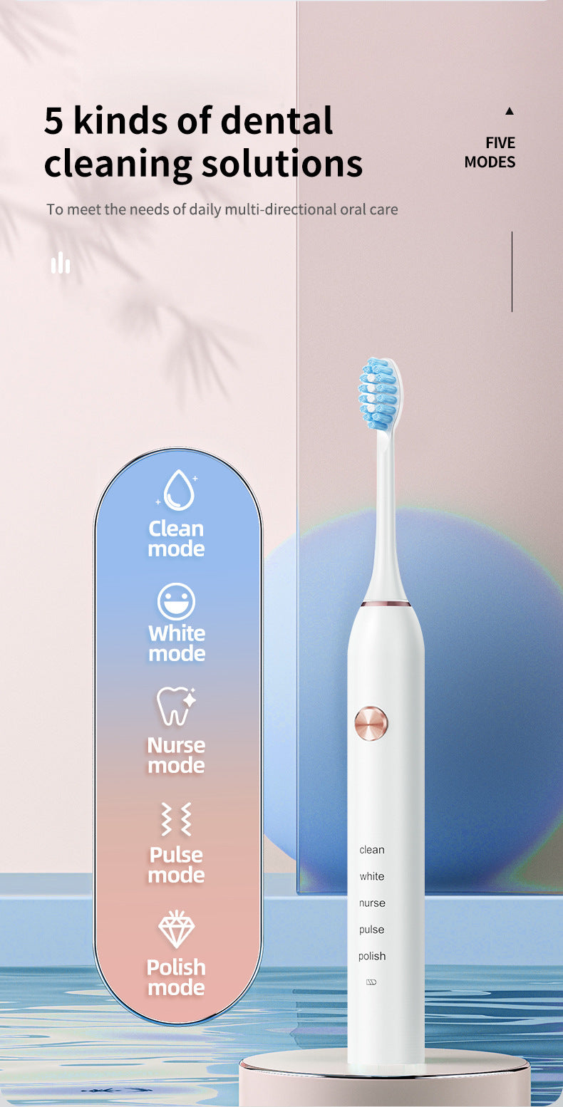 Professional Sonic Electric Toothbrush - 5 Modes, 40000 VPM, 180-Day Battery, IPX7 Waterproof with 4 Brush Heads pink
