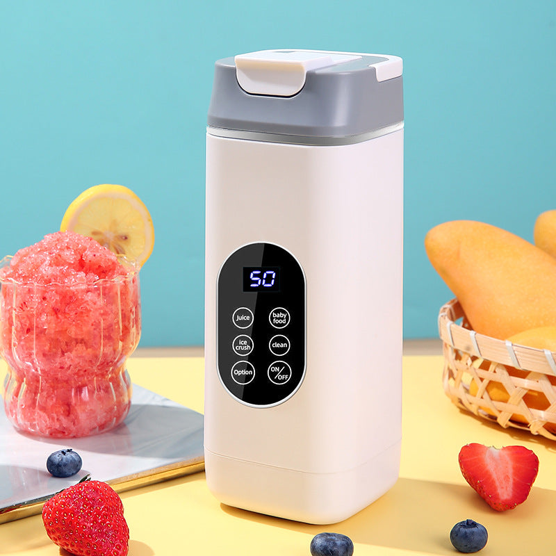 Wireless Portable Juicer Blender - 420ml, 12 Blades, 5-Hour Ice Storage, Digital Display & USB-C Charging white