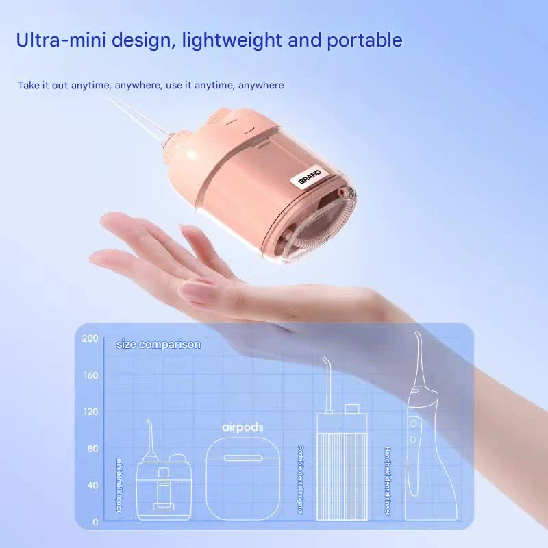 Ultra-Compact Mini Portable Water Flosser - IPX7 Waterproof, USB Rechargeable with Retractable Nozzle white