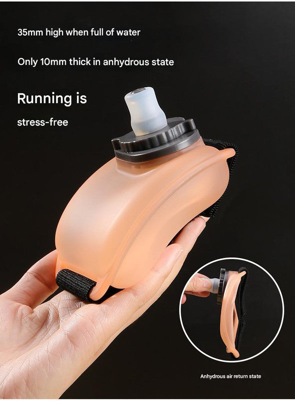 Wearable Sports Wrist Water Bottle - 200ml BPA-Free Silicone Flask with Adjustable Strap & Bite Valve Orange