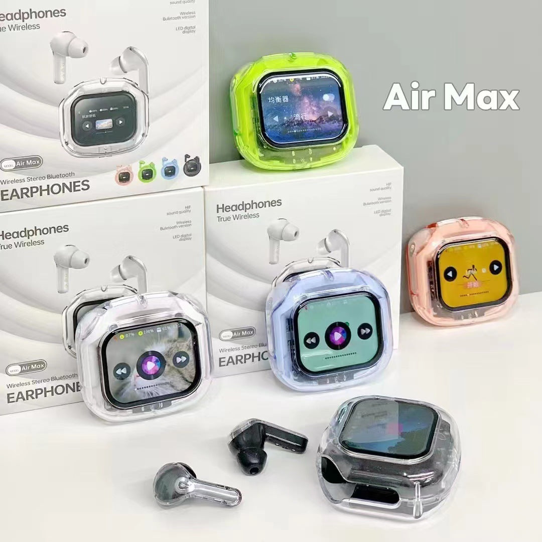 Transparent TWS Wireless Earbuds with Smart Call Noise Reduction & LED Display Case - Bluetooth 5.4 white