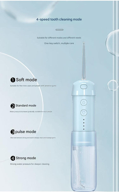 Portable Water Flosser - 70-Day Battery, 4 Modes, 5 Nozzles, IPX7 Waterproof, 200ml Telescopic Tank Green
