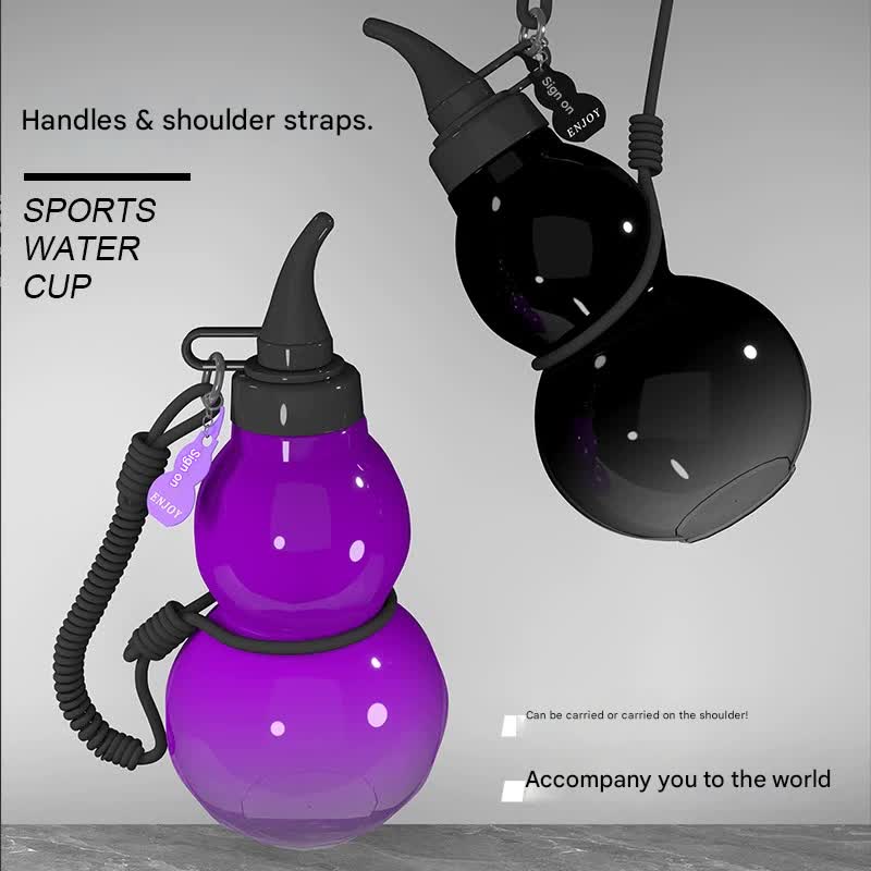 Unique Gourd-Shaped Sports Water Bottle - 800ml Tritan Material, Leakproof with Carry Strap red
