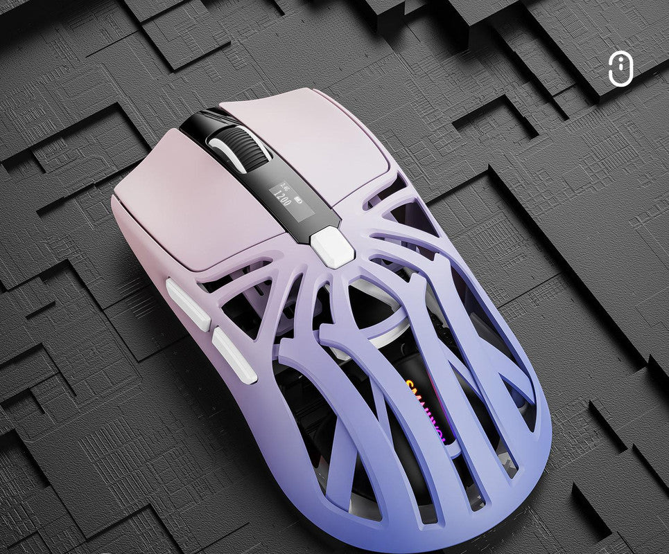 Tri-Mode Wireless Gaming Mouse - 1KHz Polling, 10000 DPI, Digital Display, Lightweight 73g Purple