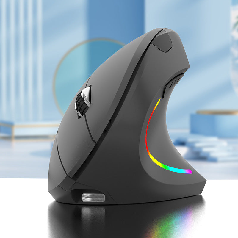 Ergonomic Vertical Wireless Mouse - 2.4G/Bluetooth, Rechargeable, RGB Light, 4 DPI Levels grey