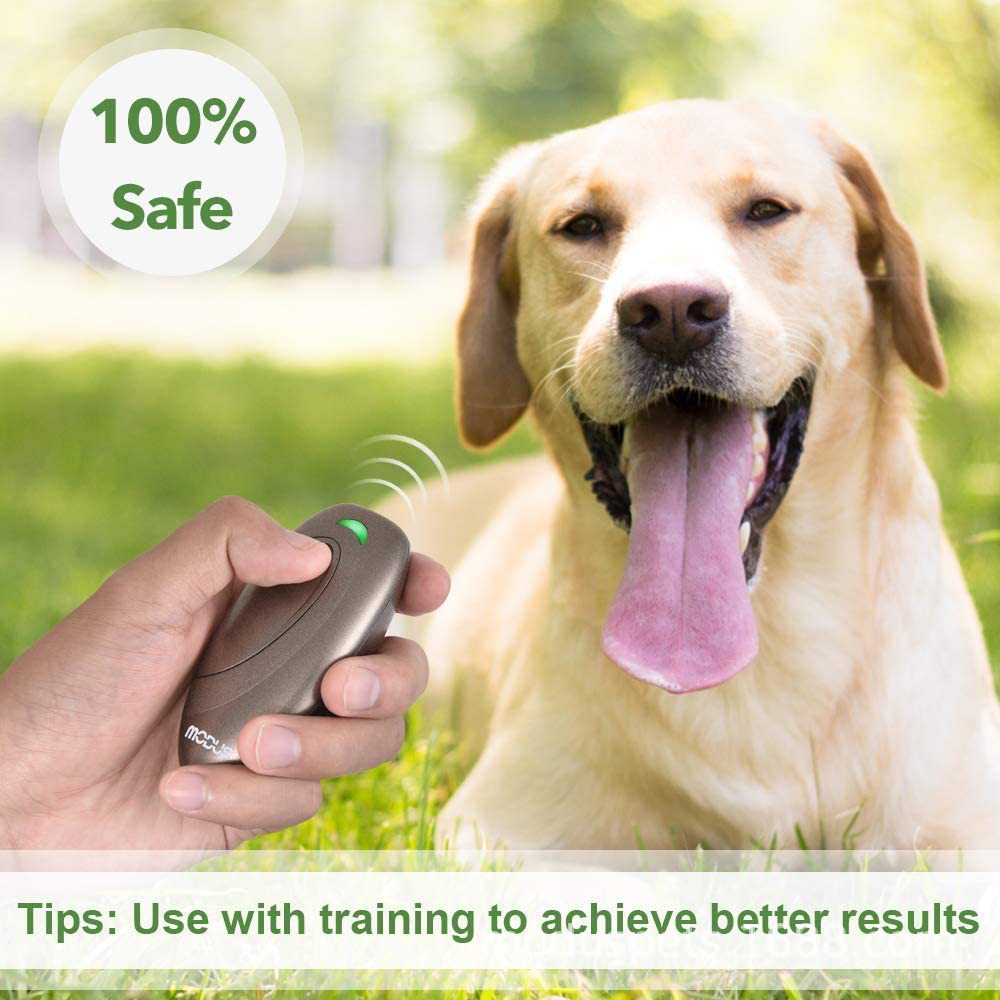 Ultrasonic Dog Bark Control & Training Aid - Handheld Anti-Barking Device, 100% Safe with Low Battery Indicator Brown