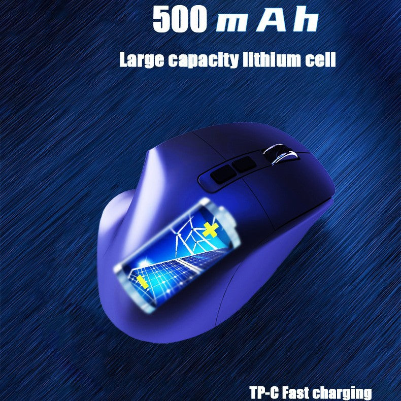 Ergonomic Vertical Wireless Mouse - Dual Mode 2.4G + Bluetooth , RGB Light, Rechargeable 500mAh Battery Blue