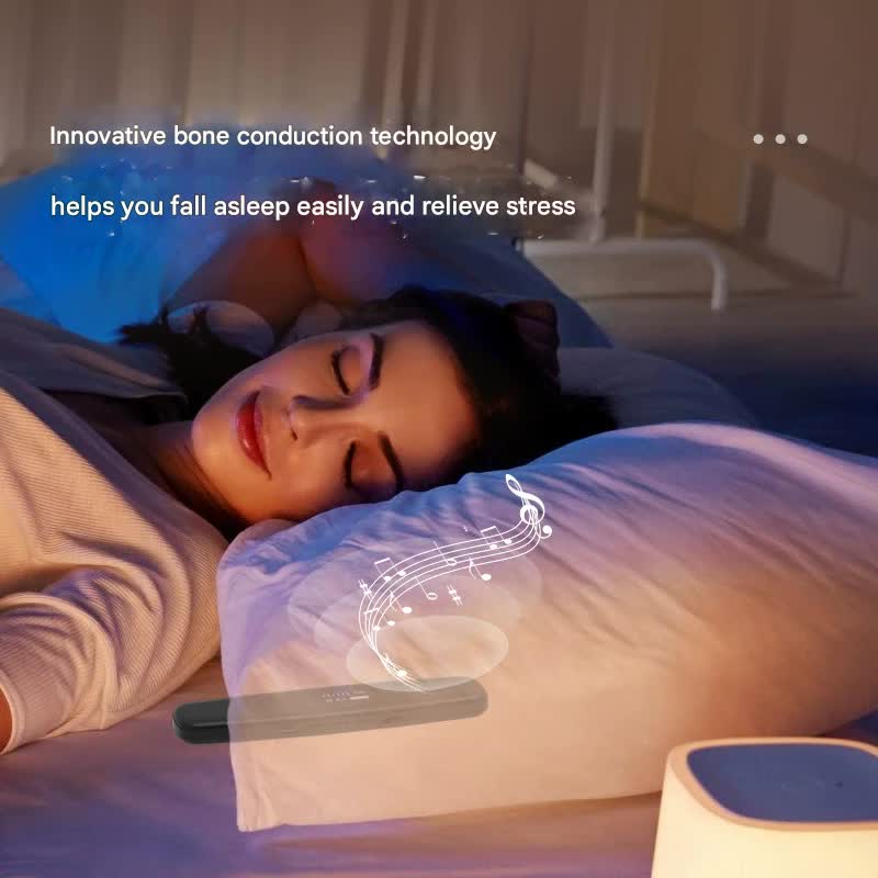Under-Pillow Bone Conduction Sleep Sound Device - Bluetooth 5.3, TF Card, 8H Playtime & Timer black