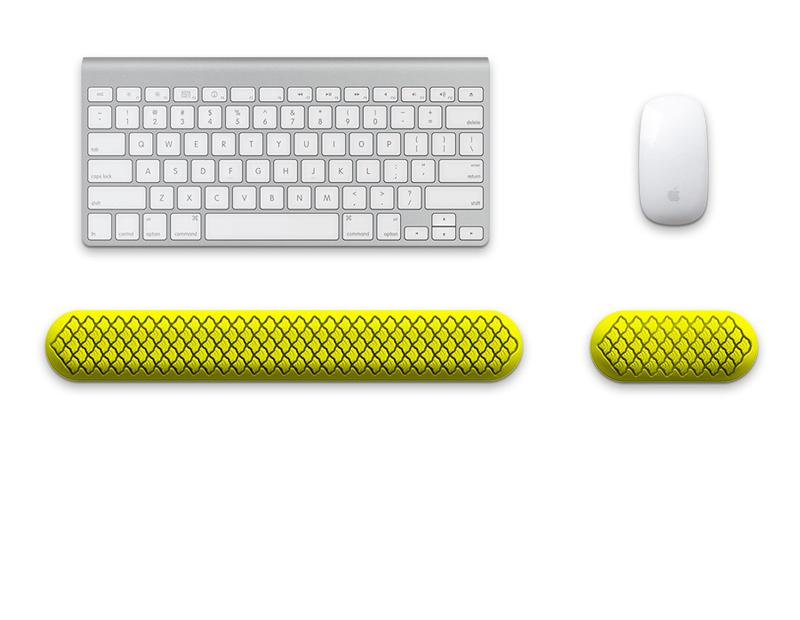 Ergonomic Keyboard & Mouse Wrist Rest Set - Soft Silicone, Non-Slip Base, Comfortable Support yellow