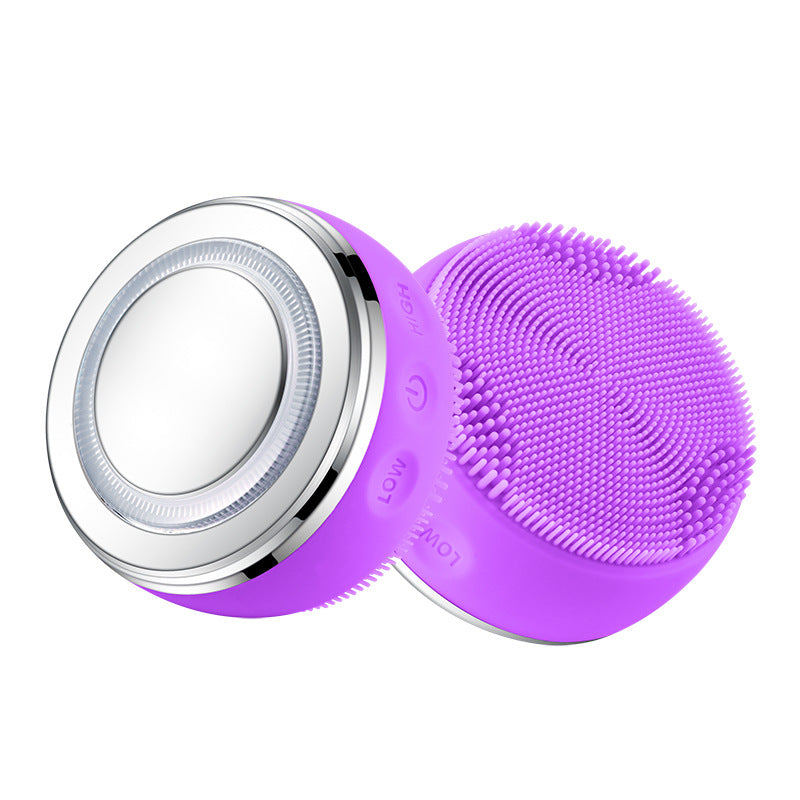 Multi-Spectrum LED Facial Cleansing & Massaging Device with Heat, Vibration & EMS Purple