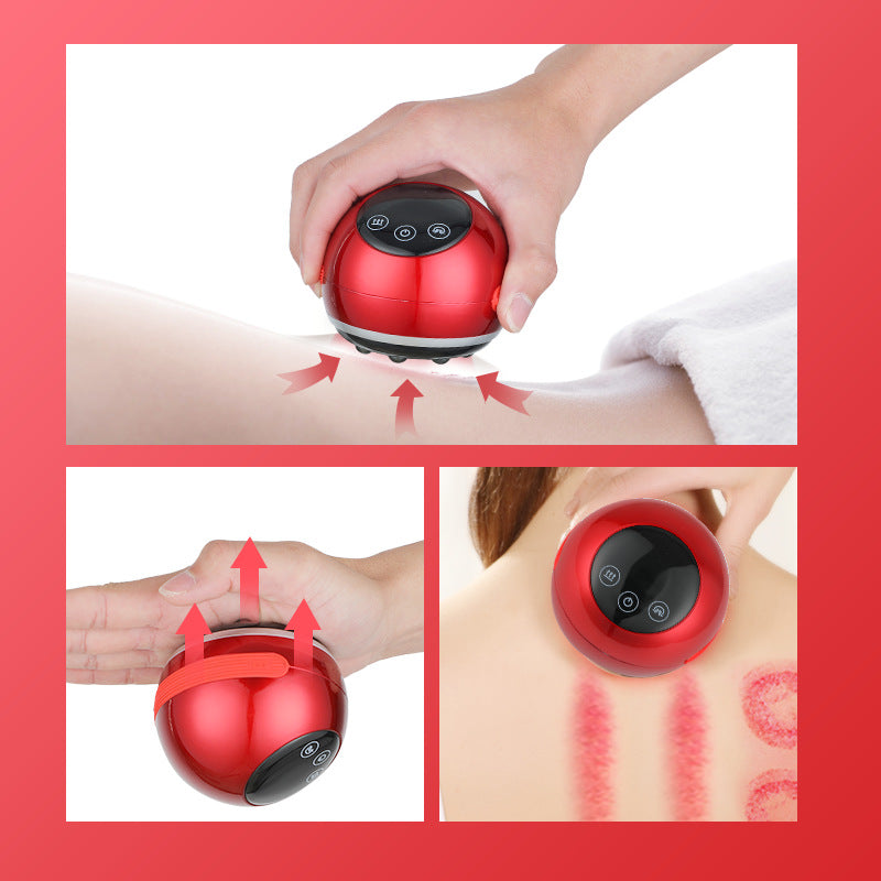 Smart Electric Cupping & Gua Sha Massager with Red Light Therapy & Magnetic Stones - 5 Levels, Rechargeable red