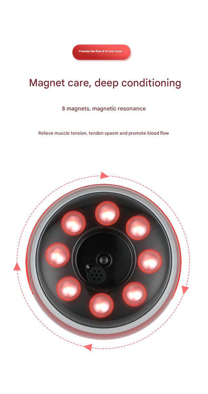 Smart Electric Cupping & Gua Sha Massager with Red Light Therapy & Magnetic Stones - 5 Levels, Rechargeable red
