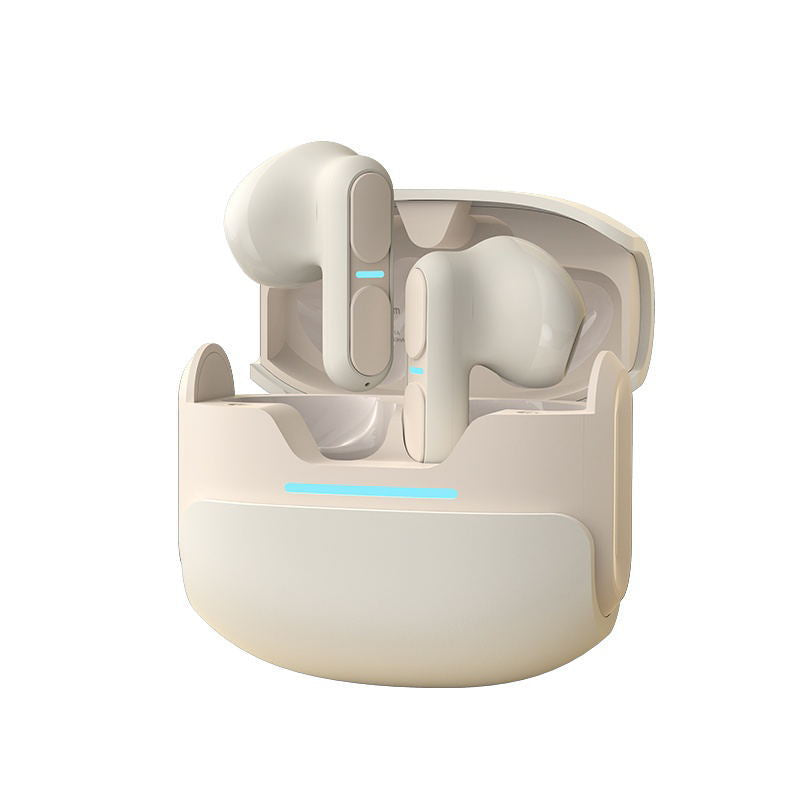 TWS Wireless Earbuds with Bluetooth 5.3 - 13mm Drivers, 21H Playtime, LED Charging Case Beige