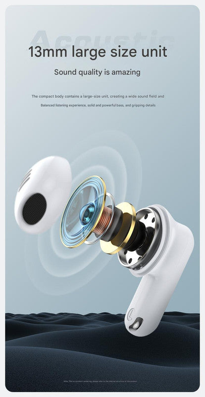 TWS Wireless Earbuds with Bluetooth 5.3 - 13mm Drivers, 21H Playtime, LED Charging Case Beige