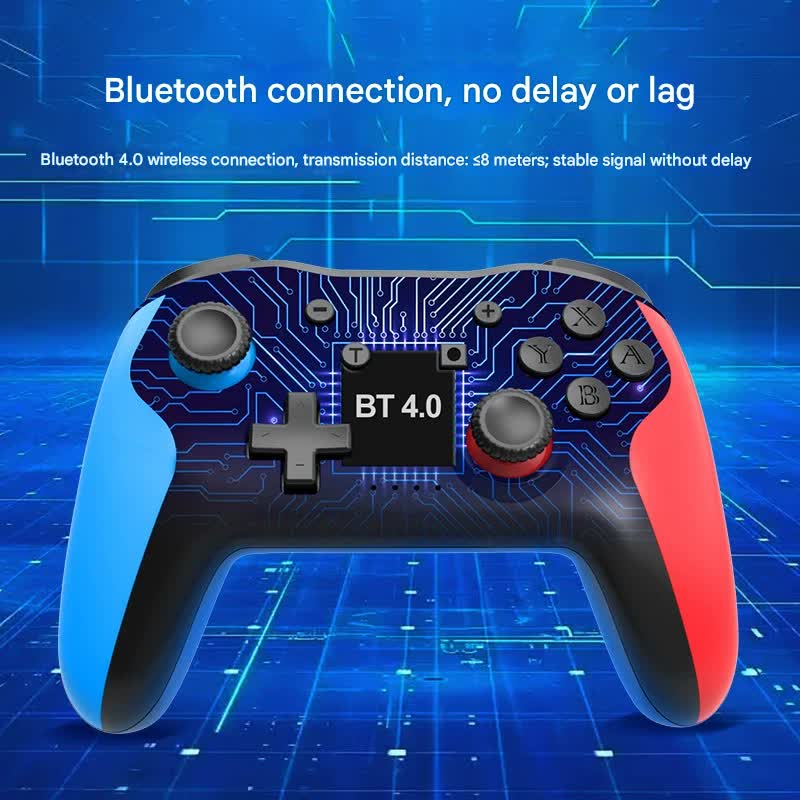 Wireless Bluetooth 4.0 Pro Gaming Controller - Multi-Platform Compatibility, 6-Axis Gyro, Turbo Function Black, blue, red