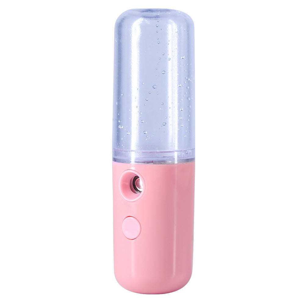 Two Portable Nano Facial Sprayer - 50ml USB Rechargeable Moisturizing Disinfectant Sprayer Pink