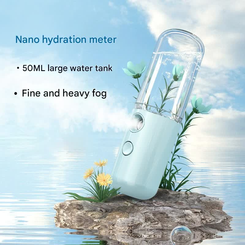 Two Portable Nano Facial Sprayer - 50ml USB Rechargeable Moisturizing Disinfectant Sprayer Blue