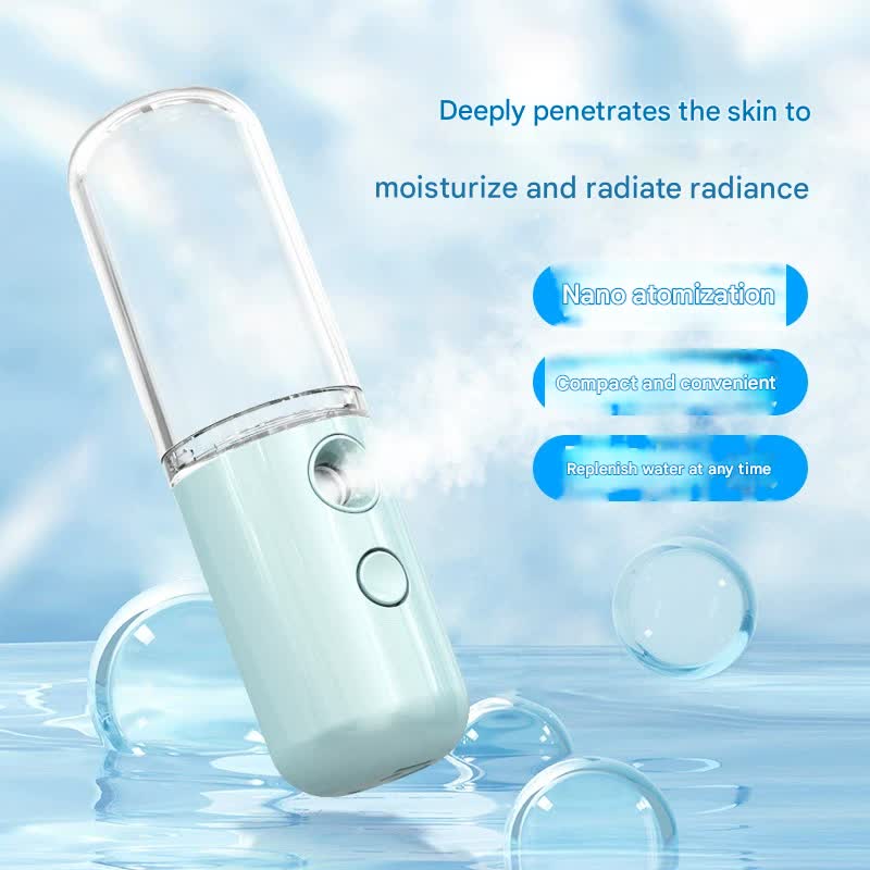 Two Portable Nano Facial Sprayer - 50ml USB Rechargeable Moisturizing Disinfectant Sprayer Blue