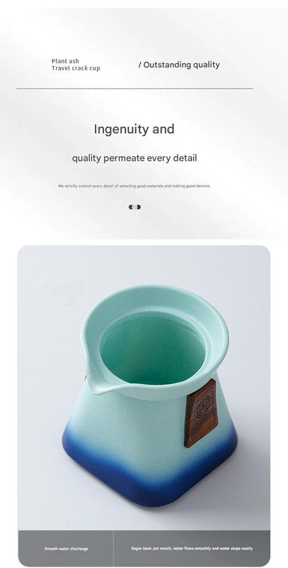 Artisan Ceramic Tea Pot with Built-in Strainer - 280ml, Gradient Finish & Wooden Accents White+red