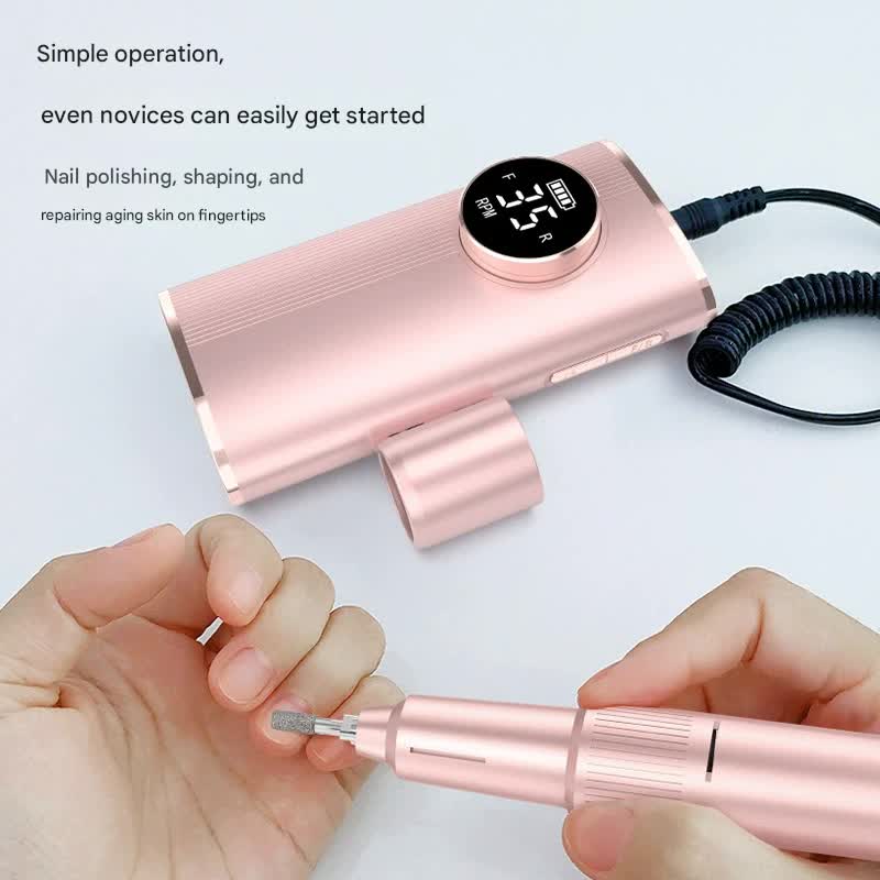 Professional Electric Nail Drill Machine Kit - 35 Levels 35000RPM , LED Display, Rechargeable with Power Bank Function & Multiple Bits green