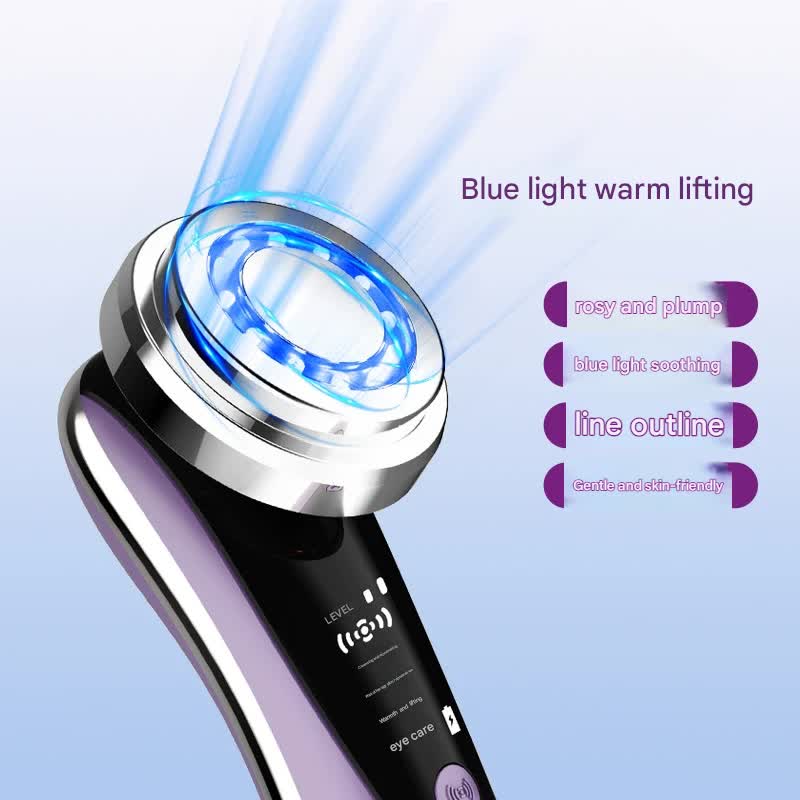 4-in-1 Facial Beauty Device - LED Light Therapy, Warm Lifting, Ion Cleansing & Eye Care red