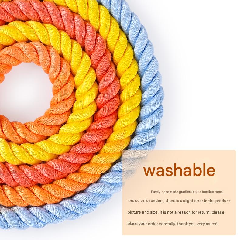 Handmade Gradient Rope Dog Collar & Leash Set - Colorful Braided Cotton Navy blue - Size S