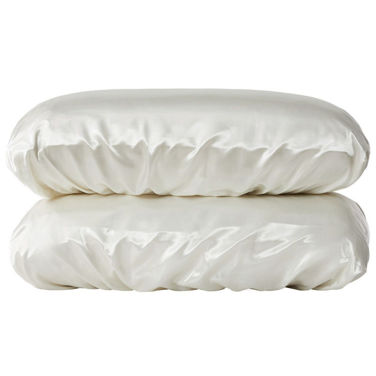 Beige Silky Satin Pillowcase Pair - Smooth for Hair & Skin, Elastic Fitted 46x90+16cm
