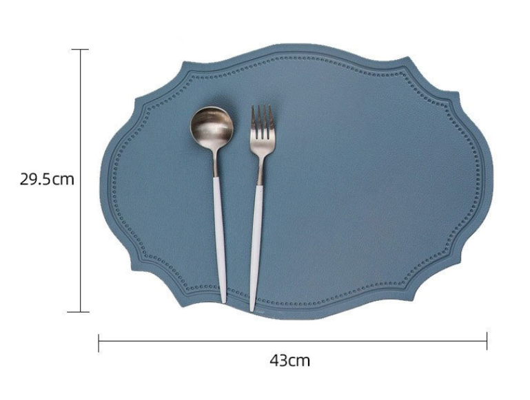 4 pcs Retro Faux Leather Placemat - Waterproof & Oil-Proof Dining Table Mat Dark green