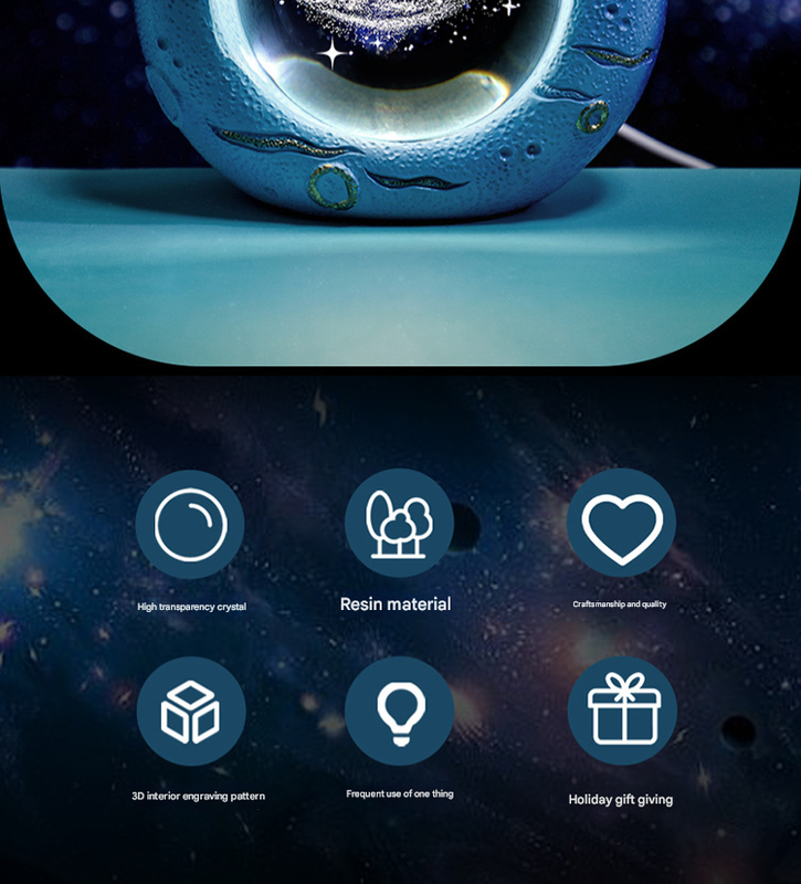 Celestial Ring LED Crystal Ball Lamp - 3D Engraving, Unique Gift Christmas Snowman