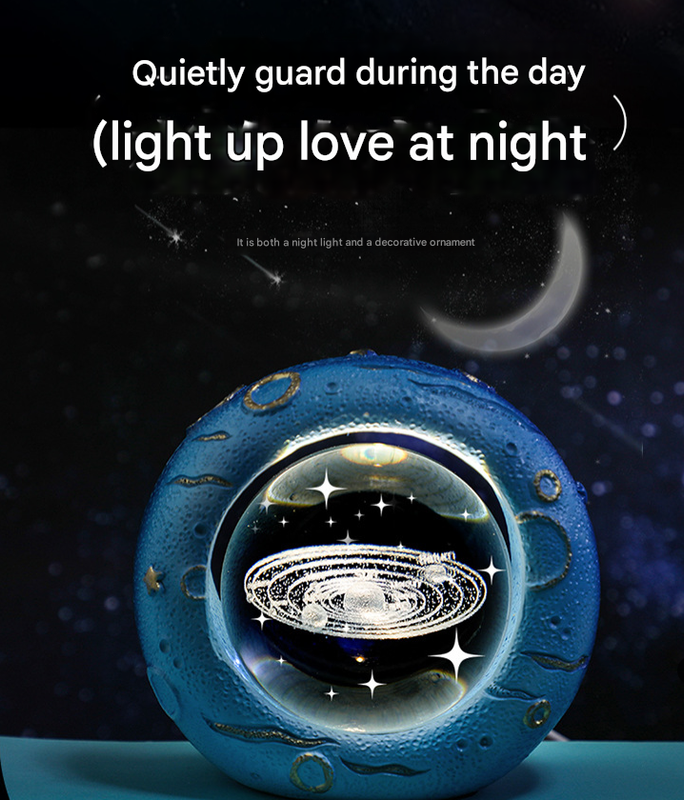 Celestial Ring LED Crystal Ball Lamp - 3D Engraving, Unique Gift Christmas Snowman