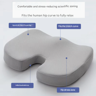 Black Ergonomic U-Shaped Memory Foam Seat Cushion - Coccyx Relief & Posture Support with Breathable Cover