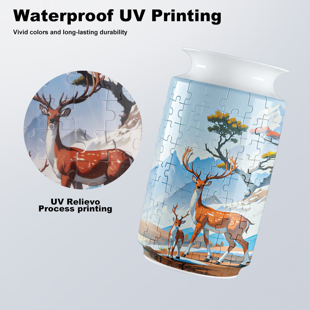 Colorful Style 4 DIY 3D Puzzle Vase - Creative Jigsaw Flower Holder with Waterproof Liner - Decorative Home Accent & Unique Gift