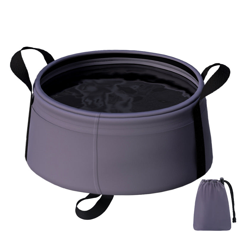 2 Pcs Dark Purple Ultra-Lightweight Collapsible Travel Basin - Waterproof Folding Bucket for Camping, Hiking & Outdoors 8.5L