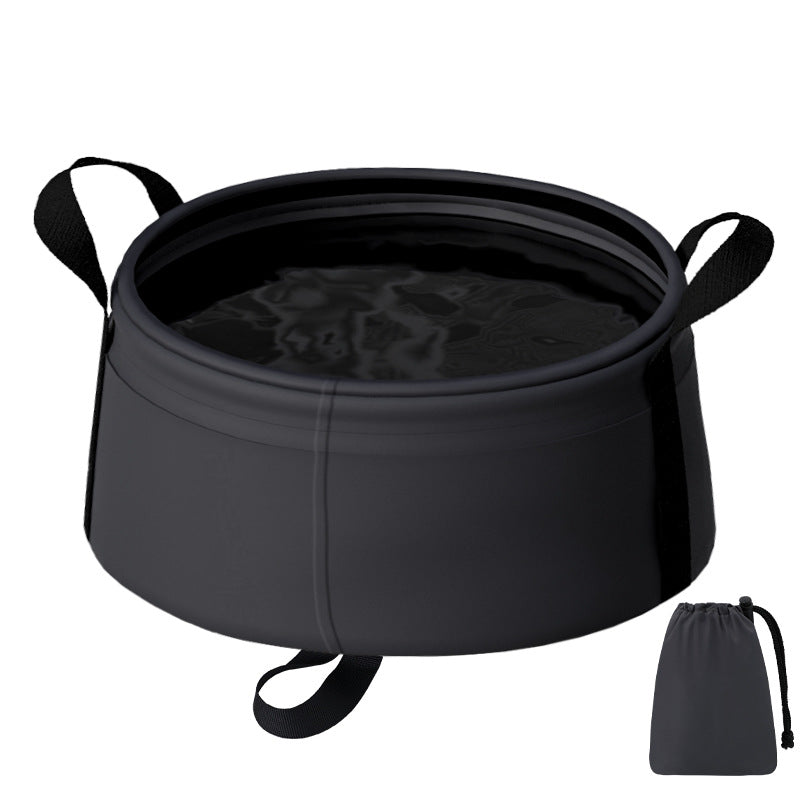 2 Pcs Black Ultra-Lightweight Collapsible Travel Basin - Waterproof Folding Bucket for Camping, Hiking & Outdoors 8.5L