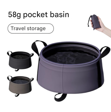 2 Pcs Black Ultra-Lightweight Collapsible Travel Basin - Waterproof Folding Bucket for Camping, Hiking & Outdoors 8.5L