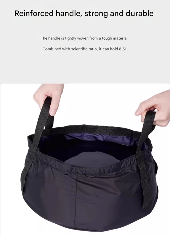 2 Pcs Black Ultra-Lightweight Collapsible Travel Basin - Waterproof Folding Bucket for Camping, Hiking & Outdoors 8.5L