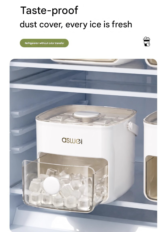 White Innovative Press-Release Ice Cube Maker - Dual Layer Trays & Storage Bin 48 Cubes