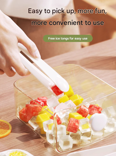 White Innovative Press-Release Ice Cube Maker - Dual Layer Trays & Storage Bin 48 Cubes